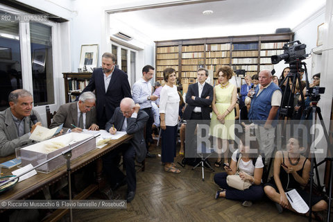 Roma, Casa Bellonci 14 06 2017.Cinquina LXXI Premio Strega .Paolo Cognetti, Wanda Marasco, Alberto Rollo, Teresa Ciabatti e Matteo Nucci. ©Riccardo Musacchio & Flavio Ianniello/Rosebud2