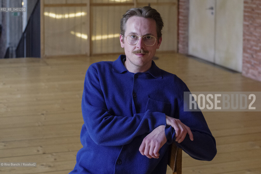 Milan January 25, 2026..Thomas Korsgaard, a Danish writer, made his debut in 2017 at the age of 21 with Nowhere Else to Go, the first book in a trilogy, photographed in Milan at the Franco Parenti theater/Thomas Korsgaard scrittore danese, ha esordito a 21 anni nel 2017 con Nessun altro posto dove andare, primo libro di una trilogia, fotografato a Milano negli spazi del teatro Franco Parenti. ©Rino Bianchi/Rosebud2
