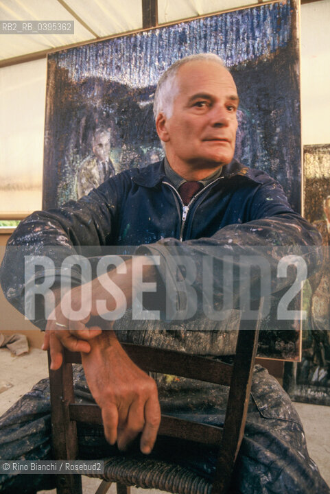 Rome April 15, 1997..Ruggero Savinio, Italian painter, artist and writer, son of Alberto Savinio and actress Maria Morino, as well as grandson of Giorgio de Chirico, photographed in his studio in Rome/Ruggero Savinio, pittore, artista e scrittore italiano, figlio di Alberto Savinio e dellattrice Maria Morino, nonché nipote di Giorgio de Chirico, fotografato nel suo studio a Roma. ©Rino Bianchi/Rosebud2