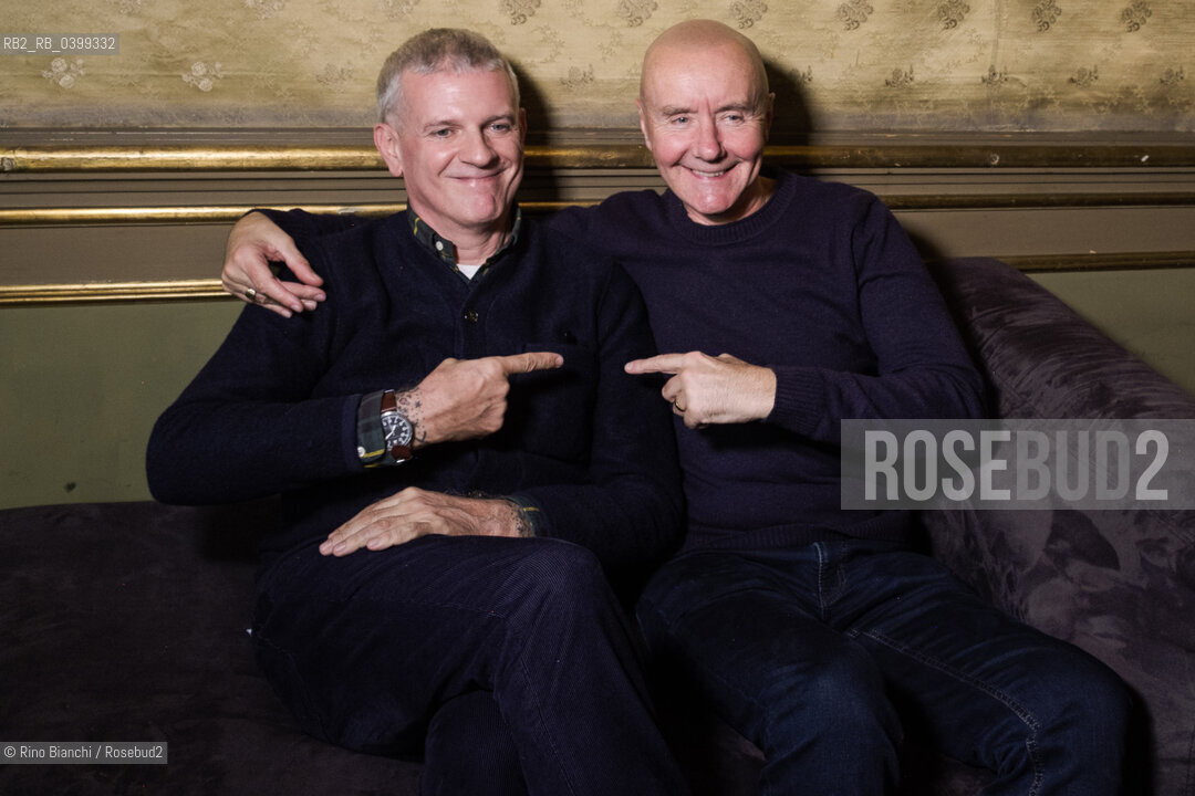 Turin October 24, 2024..Irvine Welsh writer, screenwriter and playwright photographed with the writer and creator of the Radici Festival Giuseppe Culicchia, in the rooms of the Circolo dei lettori/Irvine Welsh scrittore, sceneggiatore e drammaturgo fotografato con lo scrittore ed ideatore del Radici Festival Giuseppe Culicchia, negli ambienti del Circolo dei lettori. ©Rino Bianchi/Rosebud2