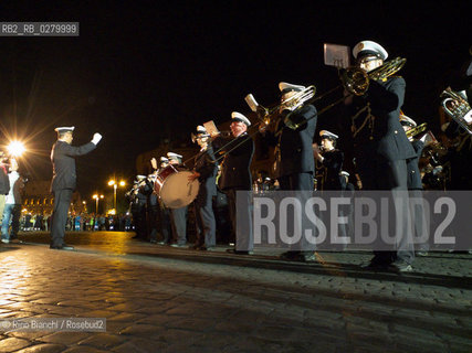 Roma 3 agosto 2013..La Banda dei Vigili Urbani si esibisce a largo Corrado Ricci il giorno della chiusura al traffico dei Fori.. ©Rino Bianchi/Rosebud2