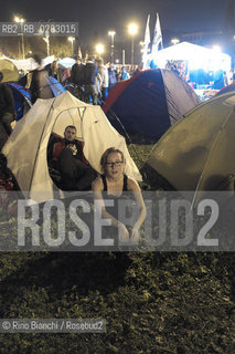 Rome October 18, 2013..Protesters camped in Piazza San Giovanni/Manifestanti accampati in Piazza San Giovanni..Photo: RINO BIANCHI ©Rino Bianchi/Rosebud2