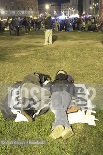 Rome October 18, 2013..Protesters camped in Piazza San Giovanni/Manifestanti accampati in Piazza San Giovanni..Photo: RINO BIANCHI ©Rino Bianchi/Rosebud2