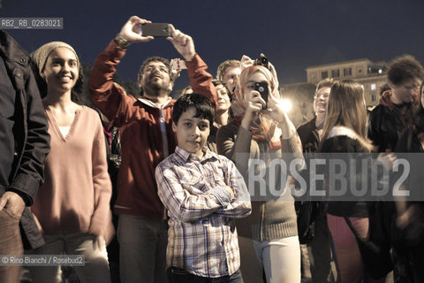 Rome October 18, 2013..Young in Piazza San Giovanni after the event/Giovani in Piazza San Giovanni dopo la manifestazione..Photo: RINO BIANCHI ©Rino Bianchi/Rosebud2