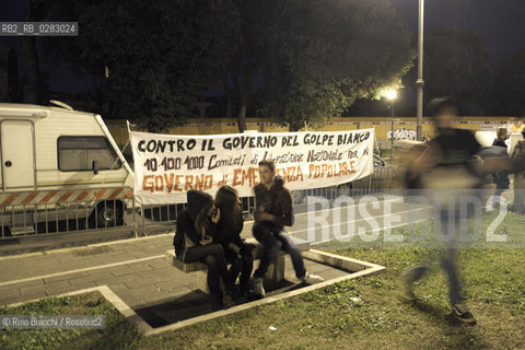 Rome October 18, 2013..Young in Piazza San Giovanni after the event/Giovani in Piazza San Giovanni dopo la manifestazione..Photo: RINO BIANCHI ©Rino Bianchi/Rosebud2