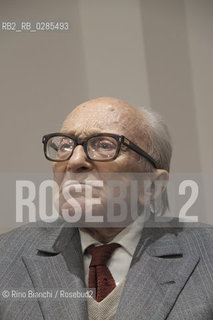 Rome January 17, 2014..Boris Pahor, born in Trieste on August 26, 1913, is one of the greatest Slovene Writers. During World War II, he joined the Slovene Liberation Front and was deported in Nazi concentration camps, an experience which gave voice to most of her literary output, particularly in the Necropolis masterpiece (2008). He is the author of thirty books, including fiction and non-fiction, translated into more than ten languages./Boris Pahor, nato a Trieste il 26 agosto 1913, è uno dei più grandi scrittori sloveni. Durante la Seconda guerra mondiale ha aderito al Fronte di liberazione sloveno ed è stato deportato nei lager nazisti, esperienza cui ha dato voce in gran parte della sua produzione letteraria, in particolare nel capolavoro Necropoli (2008). È autore di una trentina di volumi, fra narrativa e saggistica, tradotti in più di dieci lingue. .Photo: RINO BIANCHI ©Rino Bianchi/Rosebud2