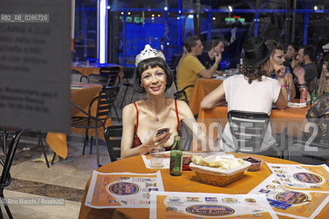 Ciampino(RM) 6 luglio 2013..Una pornostar al ristorante del Salone dellErotismo al Palacavicchi di Ciampino.. ©Rino Bianchi/Rosebud2