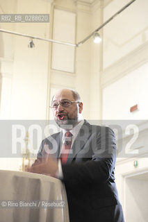 Rome February 28, 2014..Martin Schulz, photographed in Rome, German politician, was President of the parliamentary group of the Progressive Alliance of Socialists and Democrats in the European Parliament and the January 17, 2012 was elected President of the European Parliament. It is the candidate for the Presidency of the European Commission in the 2014 elections.Martin Schulz, fotografato a Roma, politico tedesco,  è stato presidente del gruppo parlamentare dellAlleanza Progressista dei Socialisti e dei Democratici presso il Parlamento europeo e il 17 gennaio 2012 è stato eletto presidente del Parlamento europeo. E il candidato per la presidenza della Commissione Europea alle elezioni del 2014..Photo: RINO BIANCHI ©Rino Bianchi/Rosebud2