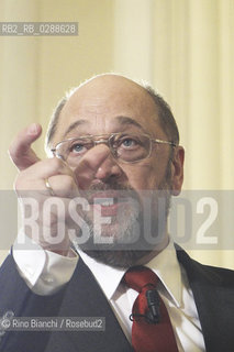 Rome February 28, 2014..Martin Schulz, photographed in Rome, German politician, was President of the parliamentary group of the Progressive Alliance of Socialists and Democrats in the European Parliament and the January 17, 2012 was elected President of the European Parliament. It is the candidate for the Presidency of the European Commission in the 2014 elections.Martin Schulz, fotografato a Roma, politico tedesco,  è stato presidente del gruppo parlamentare dellAlleanza Progressista dei Socialisti e dei Democratici presso il Parlamento europeo e il 17 gennaio 2012 è stato eletto presidente del Parlamento europeo. E il candidato per la presidenza della Commissione Europea alle elezioni del 2014..Photo: RINO BIANCHI ©Rino Bianchi/Rosebud2