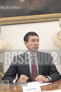Rome March 3, 2014..Ignazio Marino, Mayor of Rome, during the meeting organized by Comitato 3 Ottobre at Sala Protomoteca in Campidoglio/Ignazio Marino, Sindaco di Roma Capitale, durante incontro organizzato dal Comitato 3 Ottobre presso la Sala Protomoteca in Campidoglio..Photo: RINO BIANCHI ©Rino Bianchi/Rosebud2