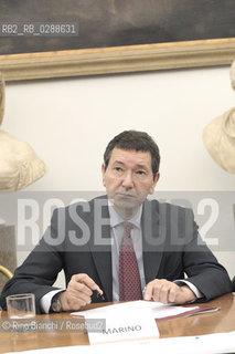 Rome March 3, 2014..Ignazio Marino, Mayor of Rome, during the meeting organized by Comitato 3 Ottobre at Sala Protomoteca in Campidoglio/Ignazio Marino, Sindaco di Roma Capitale, durante incontro organizzato dal Comitato 3 Ottobre presso la Sala Protomoteca in Campidoglio..Photo: RINO BIANCHI ©Rino Bianchi/Rosebud2