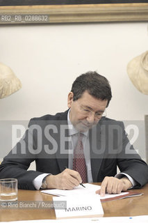 Rome March 3, 2014..Ignazio Marino, Mayor of Rome, during the meeting organized by Comitato 3 Ottobre at Sala Protomoteca in Campidoglio/Ignazio Marino, Sindaco di Roma Capitale, durante incontro organizzato dal Comitato 3 Ottobre presso la Sala Protomoteca in Campidoglio..Photo: RINO BIANCHI ©Rino Bianchi/Rosebud2