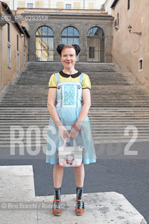 Rome Juillet 1, 2014..Rosa Liksom, photographed in Rome, is one of the most famous Finnish artists and writers, translated in 17 countries. Appreciated from the beginning by critics and public, debuted in 1985 with a collection of short stories by getting the J.H. Erkko/Rosa Liksom, fotografata a Roma, è una delle più famose scrittrici e artiste finlandesi, tradotta in 17 paesi. Apprezzata fin dagli esordi da critica e pubblico, ha debuttato nel 1985 con una raccolta di racconti ottenendo il premio J.H. Erkko..Photo: RINO BIANCHI ©Rino Bianchi/Rosebud2