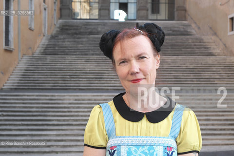 Rome Juillet 1, 2014..Rosa Liksom, photographed in Rome, is one of the most famous Finnish artists and writers, translated in 17 countries. Appreciated from the beginning by critics and public, debuted in 1985 with a collection of short stories by getting the J.H. Erkko/Rosa Liksom, fotografata a Roma, è una delle più famose scrittrici e artiste finlandesi, tradotta in 17 paesi. Apprezzata fin dagli esordi da critica e pubblico, ha debuttato nel 1985 con una raccolta di racconti ottenendo il premio J.H. Erkko..Photo: RINO BIANCHI ©Rino Bianchi/Rosebud2