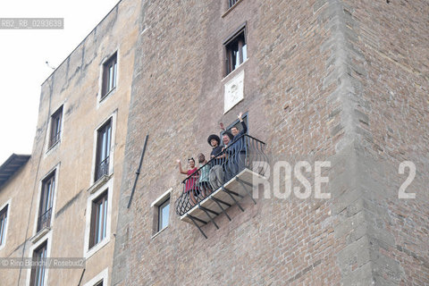 Rome Juillet 20, 2014..The Mayor of Rome, Ignazio Marino with Bill de Blasio, Chirlane McCray, Dante de Blasio and Chiara de Blasio admire the holes from the balcony/Il sindaco di Roma Ignazio Marino con Bill de Blasio, Chirlane McCray, Dante de Blasio e Chiara de Blasio ammirano i Fori dal balcone..Photo: RINO BIANCHI ©Rino Bianchi/Rosebud2