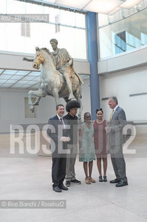 Rome Juillet 20, 2014..The Mayor of Rome with Ignazio Marino photographed New York Mayor Bill de Blasio, Chirlane McCray, Dante de Blasio and Chiara de Blasio in front of Marcus Aurelius in the Esedra Room/Il sindaco di Roma Ignazio Marino fotografato con il sindaco di New York Bill de Blasio, Chirlane McCray, Dante de Blasio e Chiara de Blasio davanti al Marco Aurelio nella Sala dellEsedra..Photo: RINO BIANCHI ©Rino Bianchi/Rosebud2