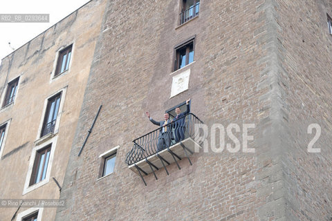 Rome Juillet 20, 2014..The Mayor of Rome with Ignazio Marino New York Bill de Blasio photographed on the balcony overlooking the Roman Forum/Il sindaco di Roma Ignazio Marino con quello di New York Bill de Blasio fotografati sul balcone con affaccio sul Foro Romano..Photo: RINO BIANCHI ©Rino Bianchi/Rosebud2