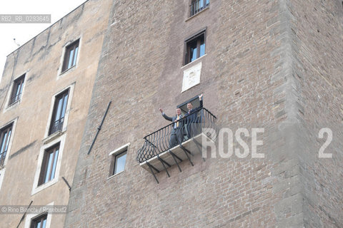 Rome Juillet 20, 2014..The Mayor of Rome with Ignazio Marino New York Bill de Blasio photographed on the balcony overlooking the Roman Forum/Il sindaco di Roma Ignazio Marino con quello di New York Bill de Blasio fotografati sul balcone con affaccio sul Foro Romano..Photo: RINO BIANCHI ©Rino Bianchi/Rosebud2
