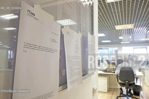 Rome Juillet 30, 2014..Editorial staff of LUnità viale Ostiense 131/L. The newspaper will cease publication on 1 August/Redazione de LUnità in viale Ostiense 131/L. Il giornale cesserà le pubblicazioni il primo agosto..Photo: RINO BIANCHI ©Rino Bianchi/Rosebud2