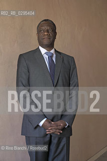 Ferrara October 4, 2014..Denis Mukwege, photographed in Ferrara, is a congolese gynecologist physician who treats women raped and AIDS. Work 18 hours a day in the center that he founded. He was awarded by the Swedish Parliament the Right livelihood considered the alternative Nobel. is nominated for the Nobel Peace Prize/Denis Mukwege, fotografato a Ferrara, è un medico ginecologo congolese che cura le donne stuprate e malate di AIDS. Opera 18 ore al giorno nellcentro che ha fondato. Gli è stato assegnato dal Parlamento svedese il Right livelihood considerato il Nobel alternativo; è candidato al Premio Nobel per la Pace..Photo: RINO BIANCHI ©Rino Bianchi/Rosebud2
