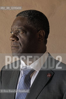 Ferrara October 4, 2014..Denis Mukwege, photographed in Ferrara, is a congolese gynecologist physician who treats women raped and AIDS. Work 18 hours a day in the center that he founded. He was awarded by the Swedish Parliament the Right livelihood considered the alternative Nobel. is nominated for the Nobel Peace Prize/Denis Mukwege, fotografato a Ferrara, è un medico ginecologo congolese che cura le donne stuprate e malate di AIDS. Opera 18 ore al giorno nellcentro che ha fondato. Gli è stato assegnato dal Parlamento svedese il Right livelihood considerato il Nobel alternativo; è candidato al Premio Nobel per la Pace..Photo: RINO BIANCHI ©Rino Bianchi/Rosebud2