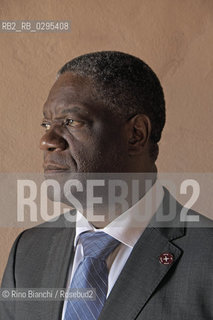 Ferrara October 4, 2014..Denis Mukwege, photographed in Ferrara, is a congolese gynecologist physician who treats women raped and AIDS. Work 18 hours a day in the center that he founded. He was awarded by the Swedish Parliament the Right livelihood considered the alternative Nobel. is nominated for the Nobel Peace Prize/Denis Mukwege, fotografato a Ferrara, è un medico ginecologo congolese che cura le donne stuprate e malate di AIDS. Opera 18 ore al giorno nellcentro che ha fondato. Gli è stato assegnato dal Parlamento svedese il Right livelihood considerato il Nobel alternativo; è candidato al Premio Nobel per la Pace..Photo: RINO BIANCHI ©Rino Bianchi/Rosebud2