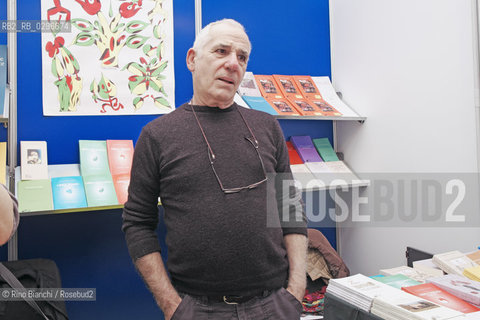 Rome, December 7 2014..Renato Curcio, photographed in Rome in the stand of the publishing house, founded by him, Sensibili alle foglie/Renato Curcio, fotografato a Roma nello stand della casa editrice, da lui fondata, Sensibili alle foglie. .Photo: RINO BIANCHI ©Rino Bianchi/Rosebud2