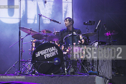 Rome December 31, 2014..Andrea Freda, drummer of the band Roman Spiritual Front during the New Years concert at the Circo Massimo in Rome/Andrea Freda, batterista, della band romana degli Spiritual Front durante il concerto di Capodanno al Circo Massimo a Roma..Photo: RINO BIANCHI ©Rino Bianchi/Rosebud2
