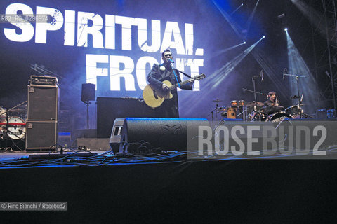 Rome December 31, 2014..Simone Hellvis Salvatori, guitar and voice of the band Roman Spiritual Front during the New Years concert at the Circo Massimo in Rome/Simone Hellvis Salvatori, chitarra e voce della band romana degli Spiritual Front durante il concerto di Capodanno al Circo Massimo a Roma..Photo: RINO BIANCHI ©Rino Bianchi/Rosebud2