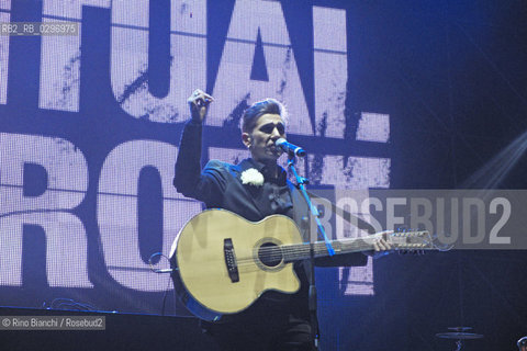 Rome December 31, 2014..Simone Hellvis Salvatori, guitar and voice of the band Roman Spiritual Front during the New Years concert at the Circo Massimo in Rome/Simone Hellvis Salvatori, chitarra e voce della band romana degli Spiritual Front durante il concerto di Capodanno al Circo Massimo a Roma..Photo: RINO BIANCHI ©Rino Bianchi/Rosebud2