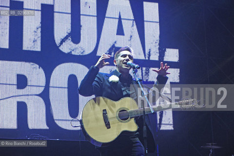 Rome December 31, 2014..Simone Hellvis Salvatori, guitar and voice of the band Roman Spiritual Front during the New Years concert at the Circo Massimo in Rome/Simone Hellvis Salvatori, chitarra e voce della band romana degli Spiritual Front durante il concerto di Capodanno al Circo Massimo a Roma..Photo: RINO BIANCHI ©Rino Bianchi/Rosebud2