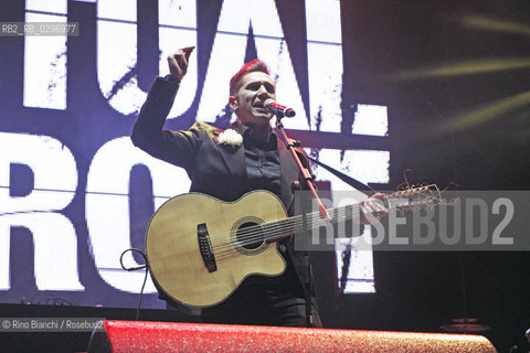 Rome December 31, 2014..Simone Hellvis Salvatori, guitar and voice of the band Roman Spiritual Front during the New Years concert at the Circo Massimo in Rome/Simone Hellvis Salvatori, chitarra e voce della band romana degli Spiritual Front durante il concerto di Capodanno al Circo Massimo a Roma..Photo: RINO BIANCHI ©Rino Bianchi/Rosebud2