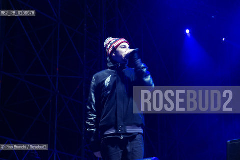 Rome December 31, 2014..Pierfrancesco Botrugno in art MadMan component of Gemitaiz & MadMan, rapper Romans, during the New Years concert at the Circus Maximus in Rome/Pierfrancesco Botrugno in arte MadMan componente della Gemitaiz & MadMan, rapper romani, durante il concerto di Capodanno al Circo Massimo a Roma..Photo: RINO BIANCHI ©Rino Bianchi/Rosebud2