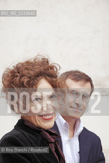 Rome October 21,2015..Rita Monaldi and Francesco Sorti, in literature Monaldi & Sorti, Italian writers of historical novels, husband and wife in life, photographed in Rome in Piazza della Fontanella Borghese/Rita Monaldi e Francesco Sorti, in letteratura Monaldi & Sorti, scrittori italiani di romanzi gialli storici, marito e moglie nella vita, fotografati a Roma in piazza della Fontanella di Borghese..Photo: RINO BIANCHI ©Rino Bianchi/Rosebud2