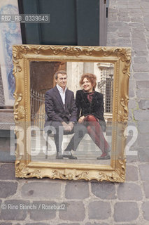 Rome October 21,2015..Rita Monaldi and Francesco Sorti, in literature Monaldi & Sorti, Italian writers of historical novels, husband and wife in life, photographed in Rome in Piazza della Fontanella Borghese/Rita Monaldi e Francesco Sorti, in letteratura Monaldi & Sorti, scrittori italiani di romanzi gialli storici, marito e moglie nella vita, fotografati a Roma in piazza della Fontanella di Borghese..Photo: RINO BIANCHI ©Rino Bianchi/Rosebud2