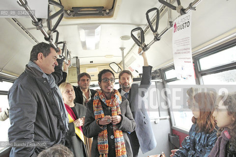 Rome December 1, 2015..Igiaba Scego, writer, with Dario Franceschini, Sabrina Alfonsi, Paolo Masini and Ejaz Ahmad photographed in Rome on the occasion of the commemoration of Rosa Parks/Igiaba Scego, scrittrice, con Dario Franceschini, Sabrina Alfonsi, Paolo Masini ed Ejaz Ahamd fotografati a Roma in occasione della commemorazione di Rosa Parks..Photo: RINO BIANCHI ©Rino Bianchi/Rosebud2