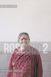 Rome October 24, 2015..Vandana Shiva, photographed in Rome, political activist and environmentalist, among the main leaders of the International Forum on Globalization, in 1993 he received the Right Livelihood Award, known as the Alternative Nobel Prize/Vandana Shiva, fotografata a Roma, attivista politica e ambientalista,  tra i principali leader dellInternational Forum on Globalization, nel 1993 ha ricevuto il Right Livelihood Award, conosciuto come il Premio Nobel alternativo..Photo: RINO BIANCHI ©Rino Bianchi/Rosebud2