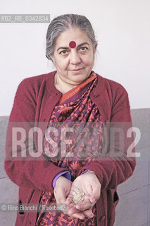 Rome October 24, 2015..Vandana Shiva, photographed in Rome, political activist and environmentalist, among the main leaders of the International Forum on Globalization, in 1993 he received the Right Livelihood Award, known as the Alternative Nobel Prize/Vandana Shiva, fotografata a Roma, attivista politica e ambientalista,  tra i principali leader dellInternational Forum on Globalization, nel 1993 ha ricevuto il Right Livelihood Award, conosciuto come il Premio Nobel alternativo..Photo: RINO BIANCHI ©Rino Bianchi/Rosebud2