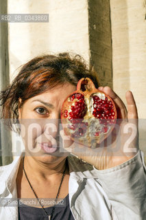 Rome March 8, 2016..Yeşim Ağaoğlu, photographed at the Casa delle Letterature in Rome, multidisciplinary artist and poet who works with various media, particularly focusing on installation, photography and video/Yeşim Ağaoğlu, fotografata presso la Casa della Letterature a Roma, artista multidisciplinare e poetessa che lavora con vari mezzi, in particolare concentrandosi sulla installazione, fotografia e video..Photo: RINO BIANCHI ©Rino Bianchi/Rosebud2