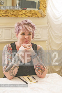 Rome May 31, 2016..Jay Crownover photographed in Rome in the Hotel Viminale, writer, loves tattoos and the art to modify the body and tries to make sure that his writing is permeated by everything he sees/Jay Crownover fotografata a Roma allhotel Viminale, scrittrice, ama i tatuaggi e l’arte di modificare il corpo e cerca di fare in modo che la sua scrittura sia permeata da tutto ciò che vede. .Photo: RINO BIANCHI ©Rino Bianchi/Rosebud2