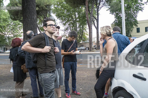 Rome July 25, 2016..Nicola Lagioia with Lorenzo Pavolini ed Elena Stancanelli photographed on the occasion of reading organized by the Piccoli Maestri in support of Baobab experience/Nicola Lagioia con Lorenzo Pavolini ed Elena Stancanelli fotografati in occasione della lettura organizzata dallAssociazione Piccoli Maestri a sostegno di Baobab experience..Photo: RINO BIANCHI ©Rino Bianchi/Rosebud2