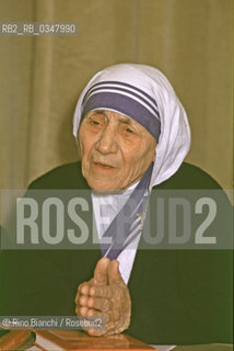 Rome May 17, 1994..Mother Teresa of Calcutta was born Anjezë Gonxhe Bojaxhiu, Nobel Peace Prize in 1979, blessed and holy, photographed in Rome/Madre Teresa di Calcutta nata Anjezë Gonxhe Bojaxhiu, Premio Nobel per la Pace nel 1979, beata e santa, fotografata a Roma..Photo: RINO BIANCHI ©Rino Bianchi/Rosebud2