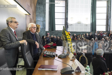 Rome January 7, 2017..Alberto Asor Rosa, literary critic and essayist, photographed in Rome Aula 1 Letters University La Sapienza, during the commemoration of Tullio De Mauro/Alberto Asor Rosa, critico letterario e saggista, fotografato a Roma Aula 1 Lettere Università La Sapienza, durante la commemorazione di Tullio De Mauro..Photo.RINO BIANCHI ©Rino Bianchi/Rosebud2