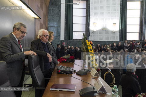 Rome January 7, 2017..Alberto Asor Rosa, literary critic and essayist, photographed in Rome Aula 1 Letters University La Sapienza, during the commemoration of Tullio De Mauro/Alberto Asor Rosa, critico letterario e saggista, fotografato a Roma Aula 1 Lettere Università La Sapienza, durante la commemorazione di Tullio De Mauro..Photo.RINO BIANCHI ©Rino Bianchi/Rosebud2