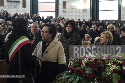 Rome January 7, 2016..Silvana Ferreri, widow of Tullio De Mauro, with the mayor of Rome Virginia Raggi, during the memorial service at the Aula 1 of the Faculty of Lettere/Silvana Ferreri, vedova di Tullio De Mauro, con la sindaca di Roma Virginia Raggi, durante la commemorazione funebre presso lAula 1 della facoltà di Lettere..Photo: RINO BIANCHI ©Rino Bianchi/Rosebud2