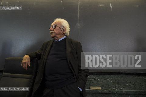 Rome January 7, 2017..Alberto Asor Rosa, literary critic, literary historian, essayist, Italian politician and university professor photographed in Rome in the Aula 1 of the Faculty of Letters at La Sapienza during the memorial service of Tullio De Mauro/Alberto Asor Rosa, critico letterario, storico della letteratura, saggista, politico e docente universitario italiano fotografato a Roma nella Aula 1 della facoltà di lettere de La Sapienza durante la commemorazione funebre di Tullio De Mauro..Photo: RINO BIANCHI ©Rino Bianchi/Rosebud2