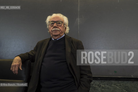 Rome January 7, 2017..Alberto Asor Rosa, literary critic, literary historian, essayist, Italian politician and university professor photographed in Rome in the Aula 1 of the Faculty of Letters at La Sapienza during the memorial service of Tullio De Mauro/Alberto Asor Rosa, critico letterario, storico della letteratura, saggista, politico e docente universitario italiano fotografato a Roma nella Aula 1 della facoltà di lettere de La Sapienza durante la commemorazione funebre di Tullio De Mauro..Photo: RINO BIANCHI ©Rino Bianchi/Rosebud2