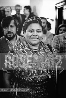 Rome April, 1993..Rigoberta Menchú Tum, Guatemalan pacifist, Nobel Peace Prize 1992, photographed in Rome/Rigoberta Menchú Tum, pacifista guatemalteca, Premio Nobel per la Pace 1992, fotografata a Roma..Photo: RINO BIANCHI. ©Rino Bianchi/Rosebud2