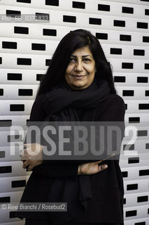 Rome February 9, 2018..Hala Mohammad, Syrian poet, photographed in Rome in Piazza di Pietra/Hala Mohammad, poetessa siriana, fotografata a Roma in Piazza di Pietra. ©Rino Bianchi/Rosebud2