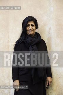 Rome February 9, 2018..Hala Mohammad, Syrian poet, photographed in Rome in Piazza di Pietra/Hala Mohammad, poetessa siriana, fotografata a Roma in Piazza di Pietra. ©Rino Bianchi/Rosebud2